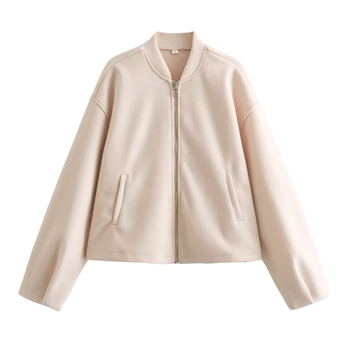 Soft Snap Button Crewneck Casual Jacket