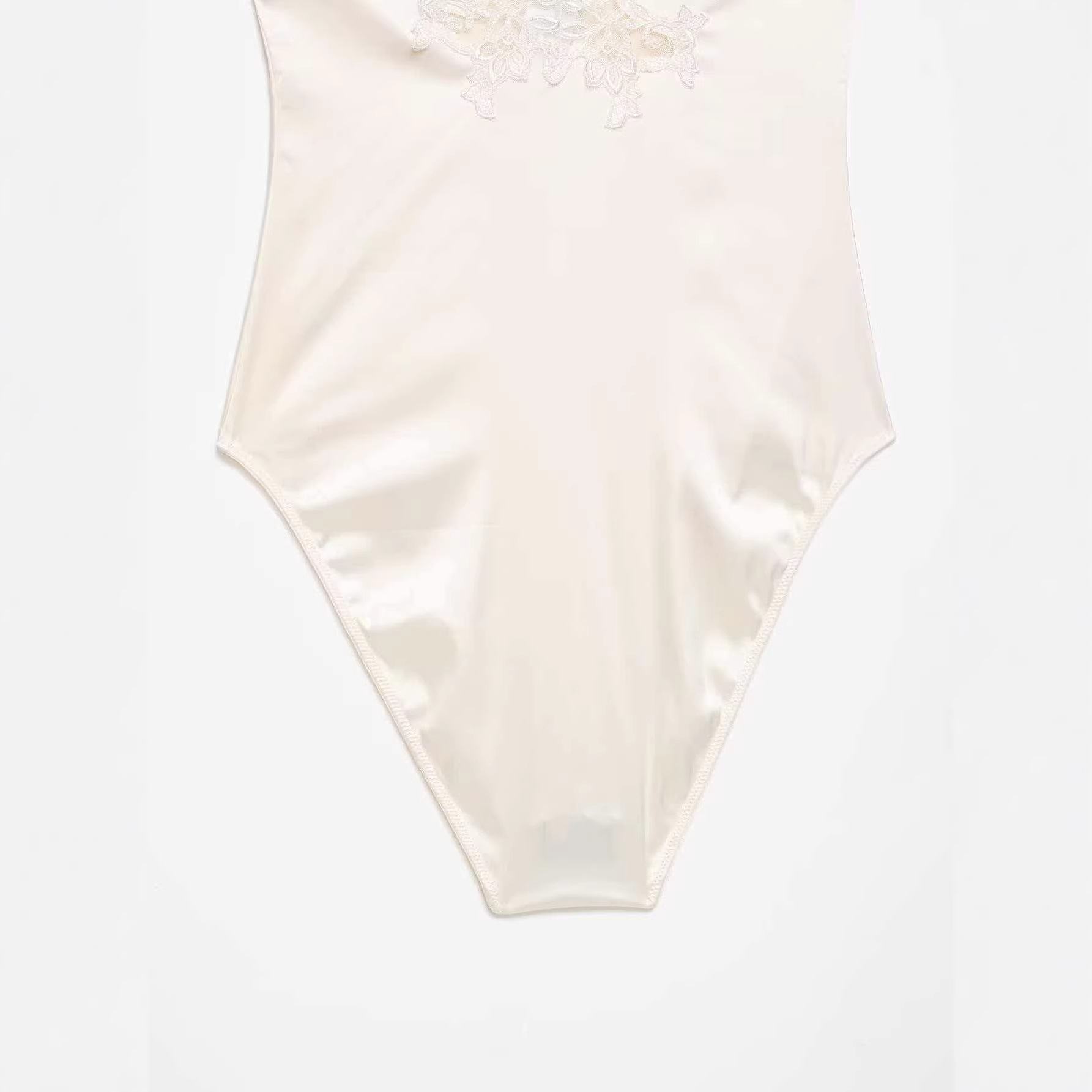 Women's Sexy Lace Satin Bodysuit Sleeveless