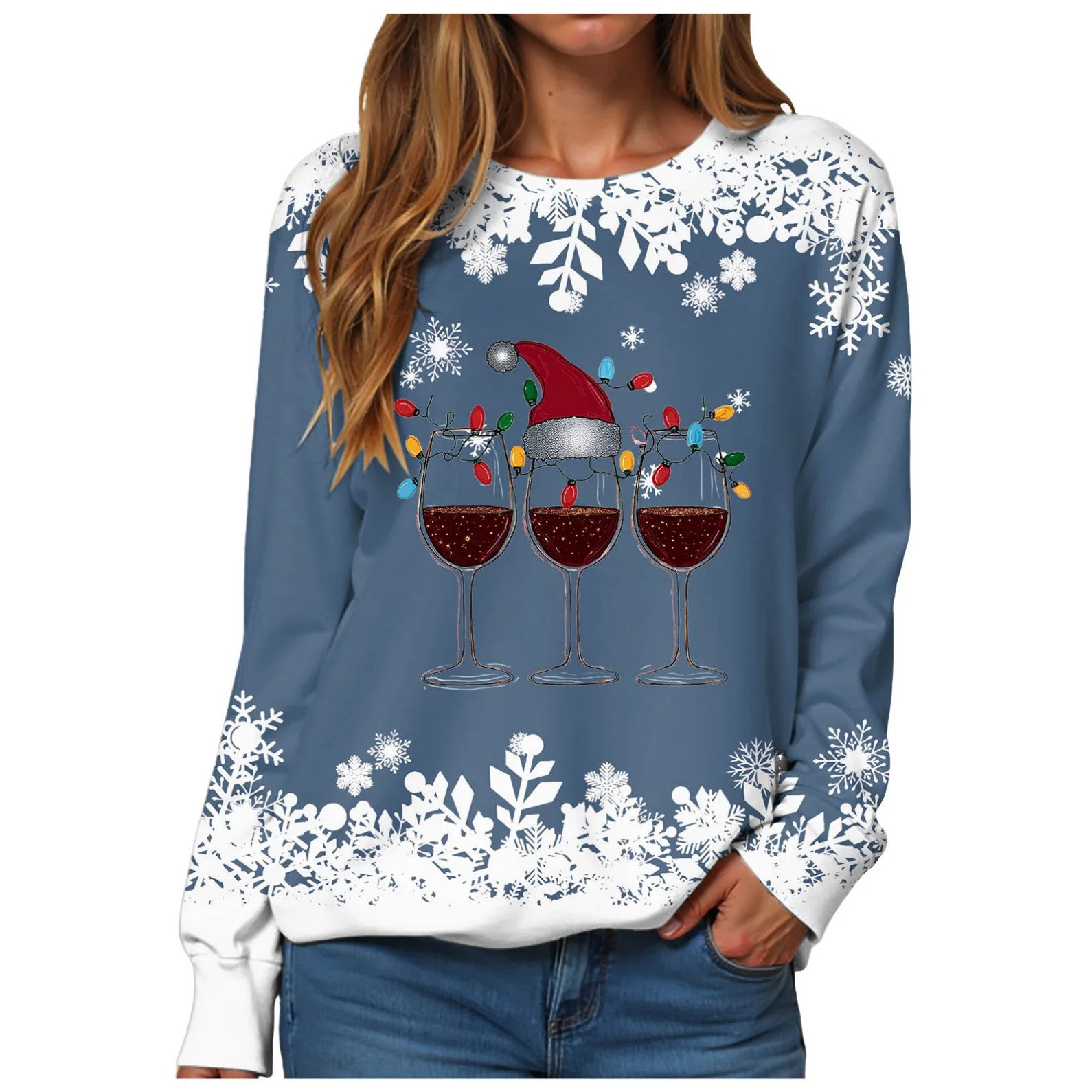 Women's Christmas Print Crewneck Sweatshirt
