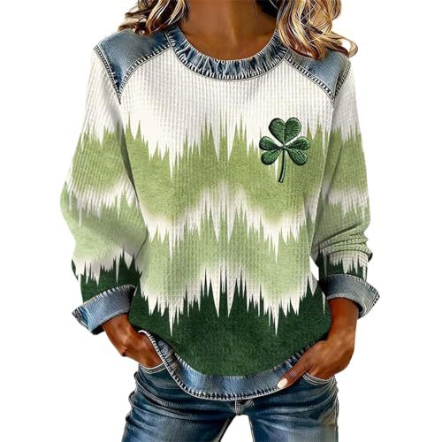 Women's Clover Tree Plant Print Crewneck Sweatshirt