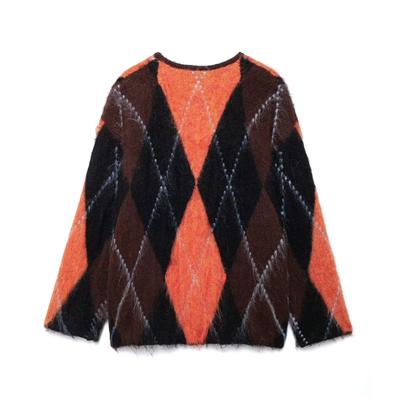 Women's Streetwear Crewneck Jacquard Knit Pullover Sweater