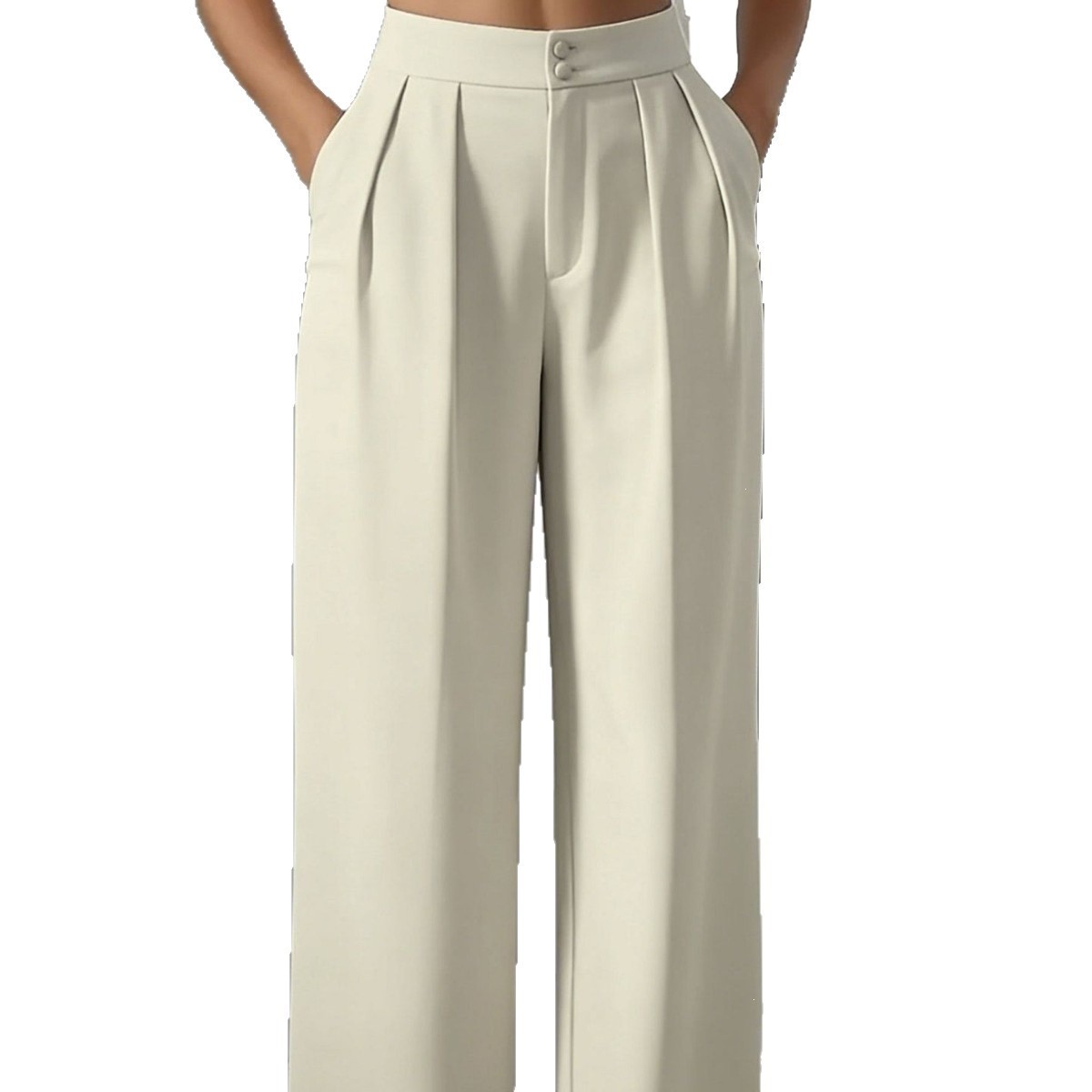 Women's High Waist Straight Leg Tailored Pants with Elastic Waist