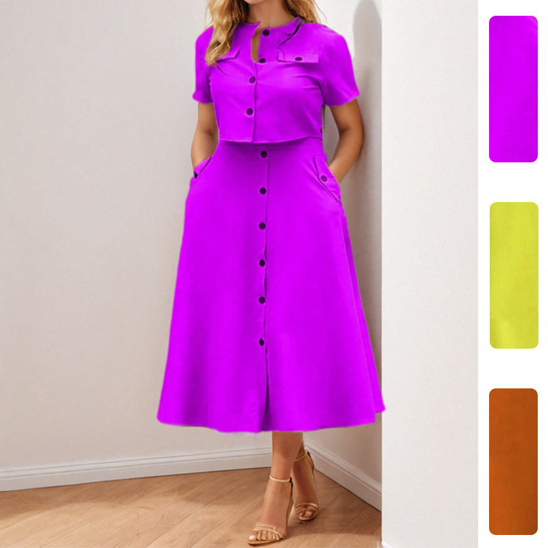 Women's Solid Color Top and Long Skirt Set