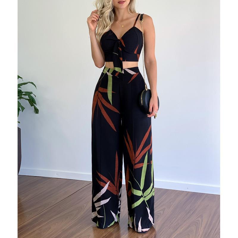 Women's Two-Piece Set Sleeveless Vest and Straight-Leg Pants
