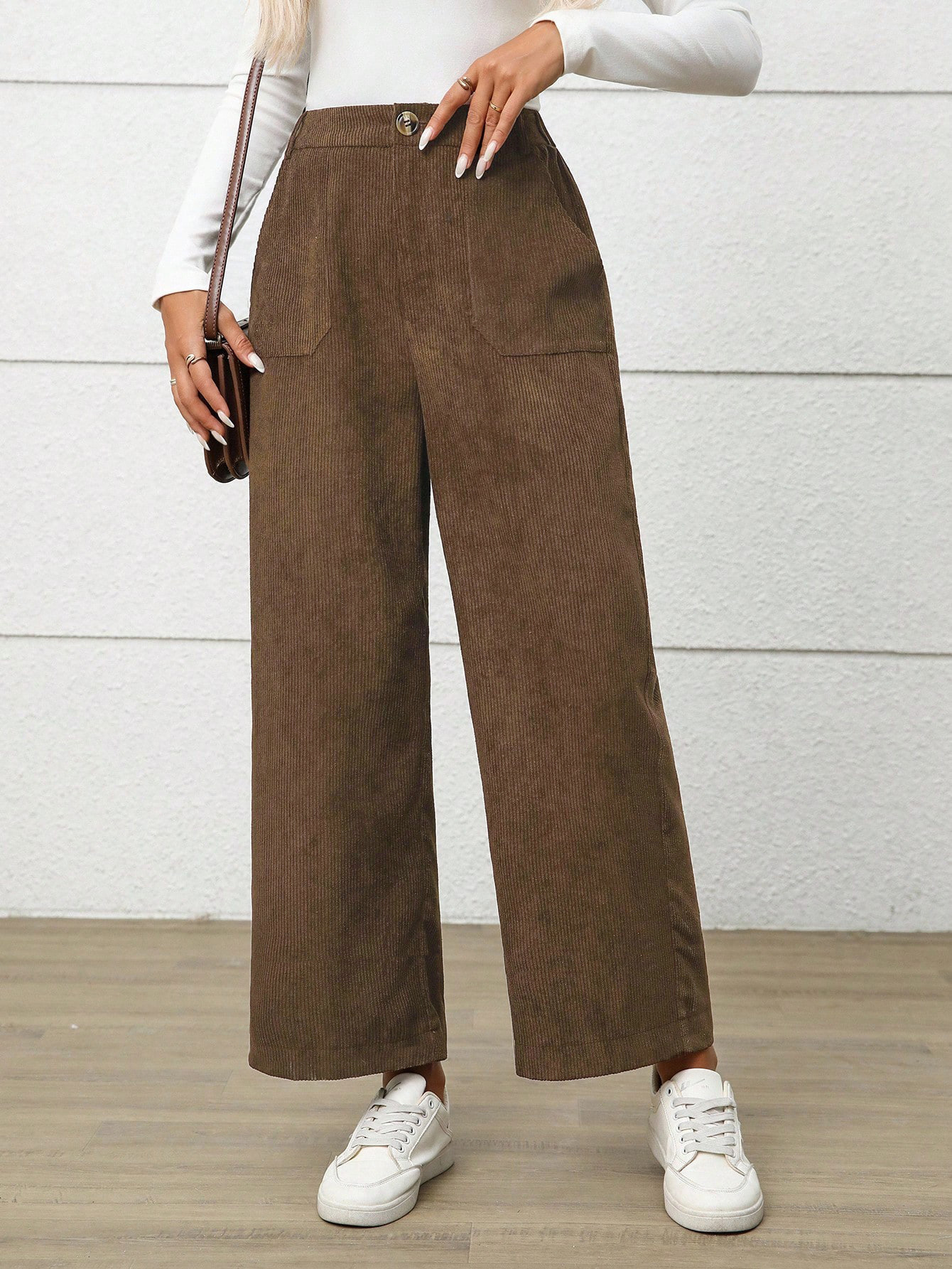 Corduroy Straight-Leg Casual Pants for Women
