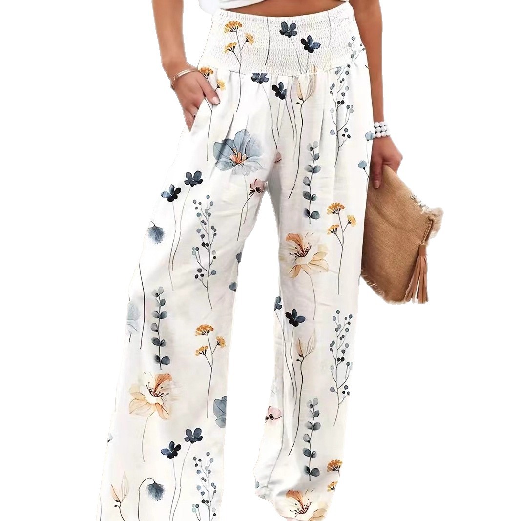 Printed High-Waist Wide-Leg Women's Pants