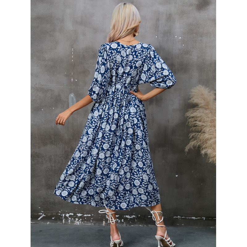 V-Neck Half-Sleeve Loose Boho Beach Dress