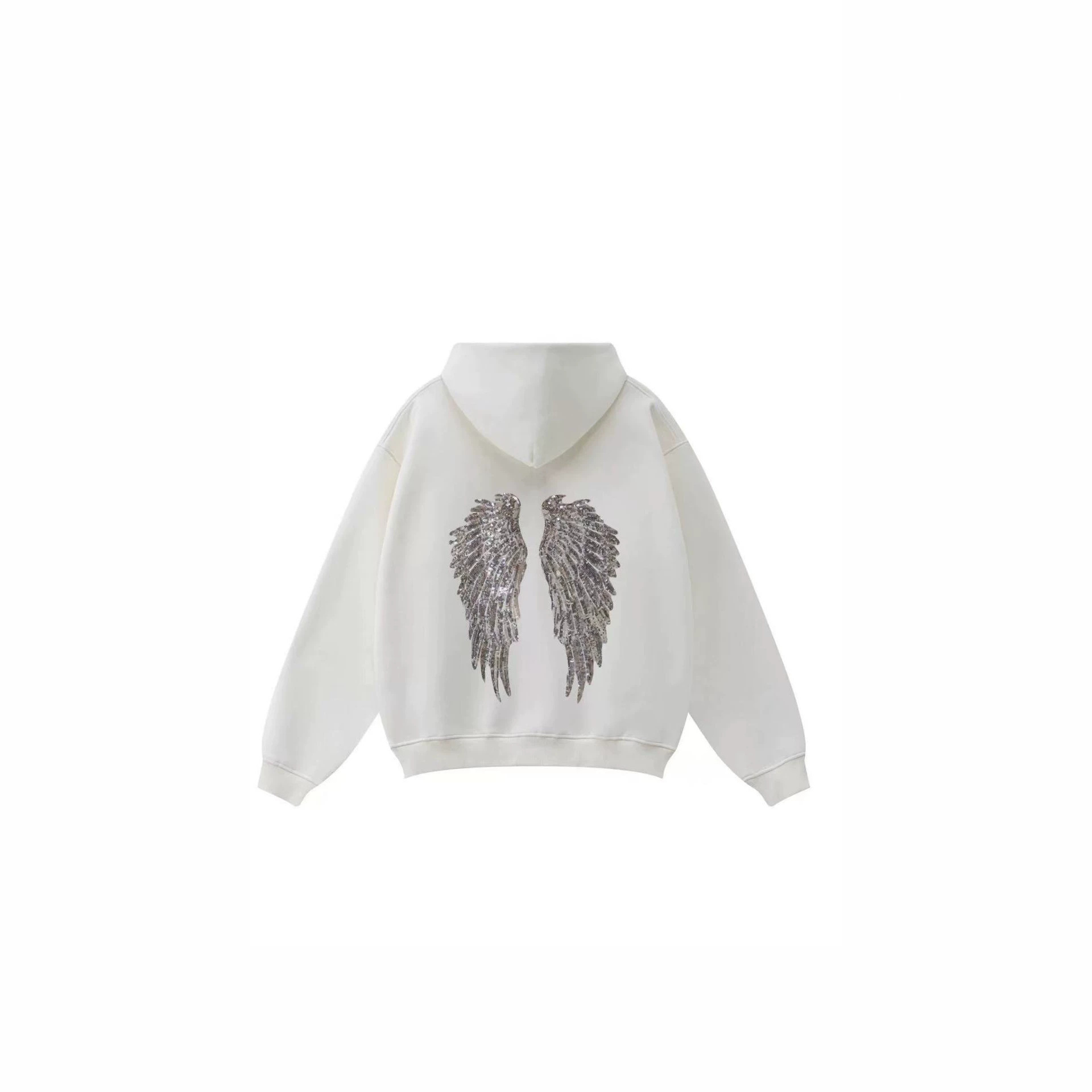Women's Sequin Back Hooded Zip-Up Sweatshirt Jacket
