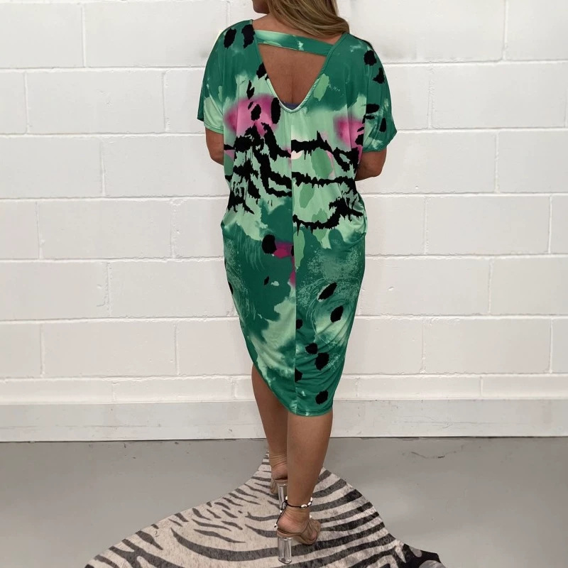 Women's Plus Size Printed Short Sleeve Casual Dress