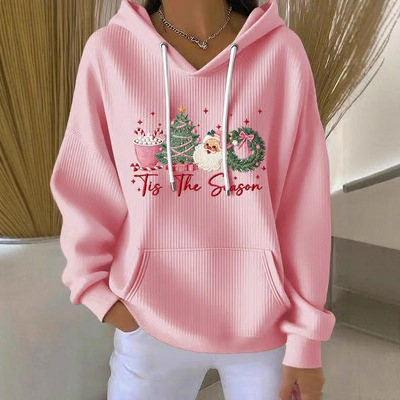 Women's Christmas Santa Tree Ice Cream Print Hoodie