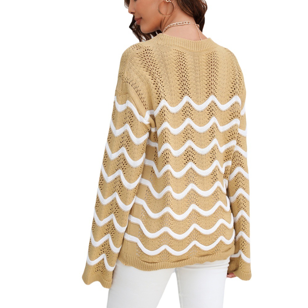 Women's Long Sleeve Cutout Knit Pullover Sweater
