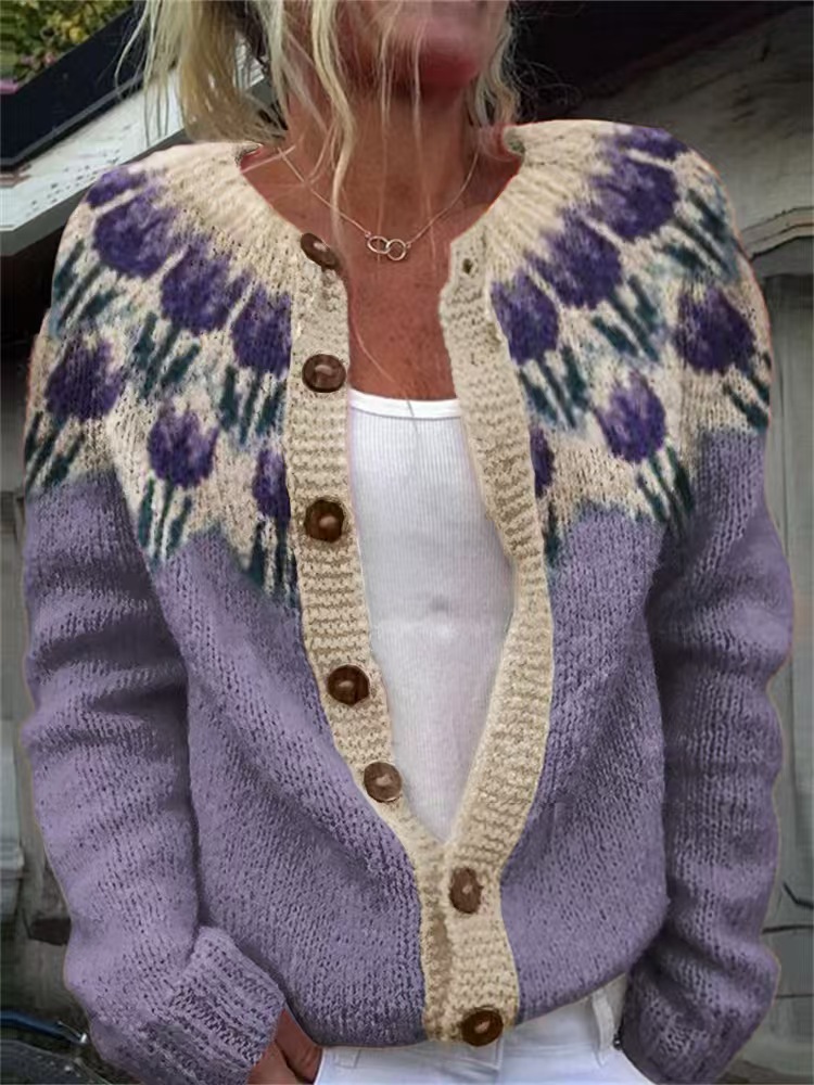 Women's Colorblock Open-Front Cardigan Sweater
