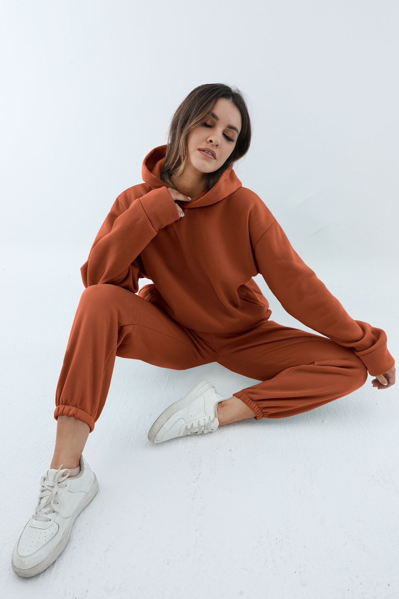Women's Casual Thick Long-Sleeve Sweatshirt and Pants Two-Piece Set