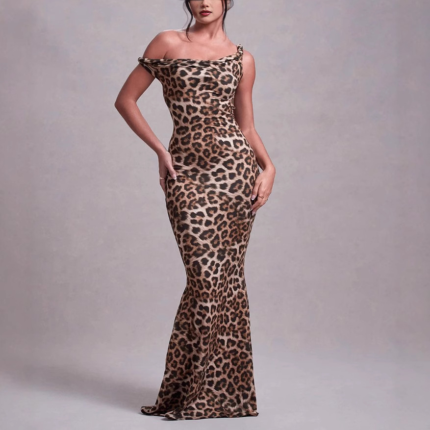 Leopard Print Knot Cutout Bodycon Cami Dress