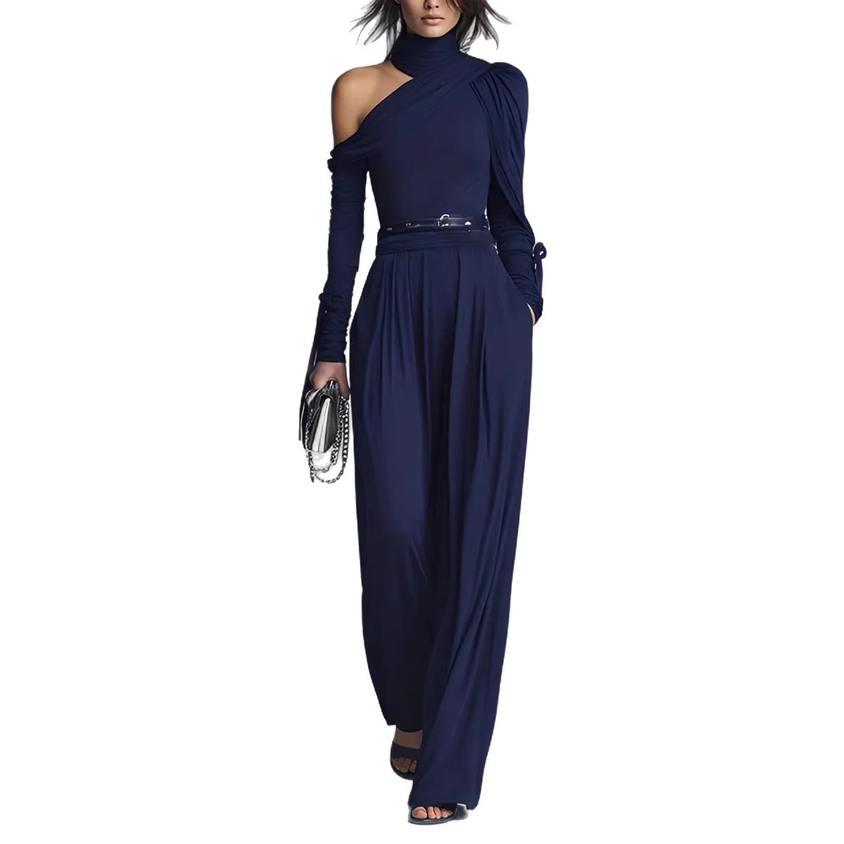Off-Shoulder High-Waist Wide-Leg Jumpsuit