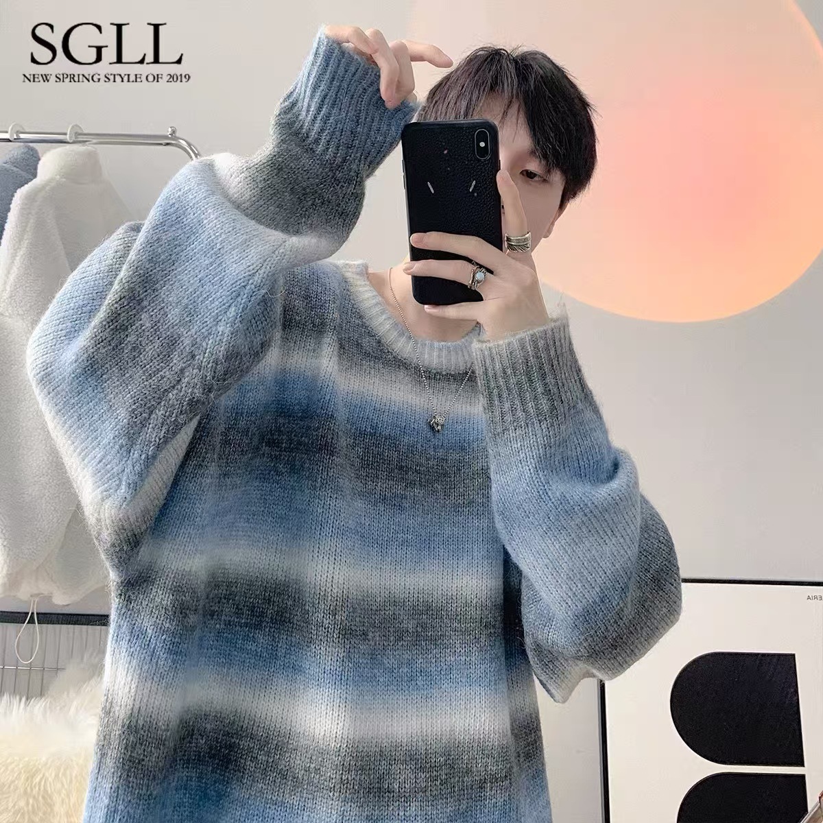 Trendy Color-Block Lazy Style Women's Sweater