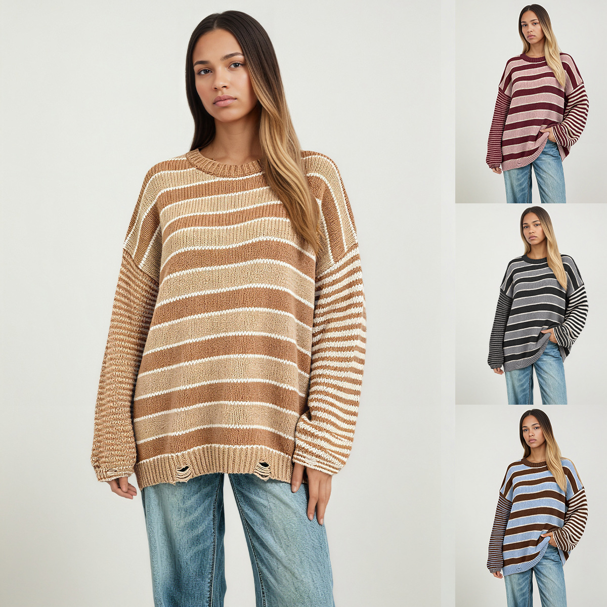 Women's Crewneck Cable-Knit Pullover Sweater