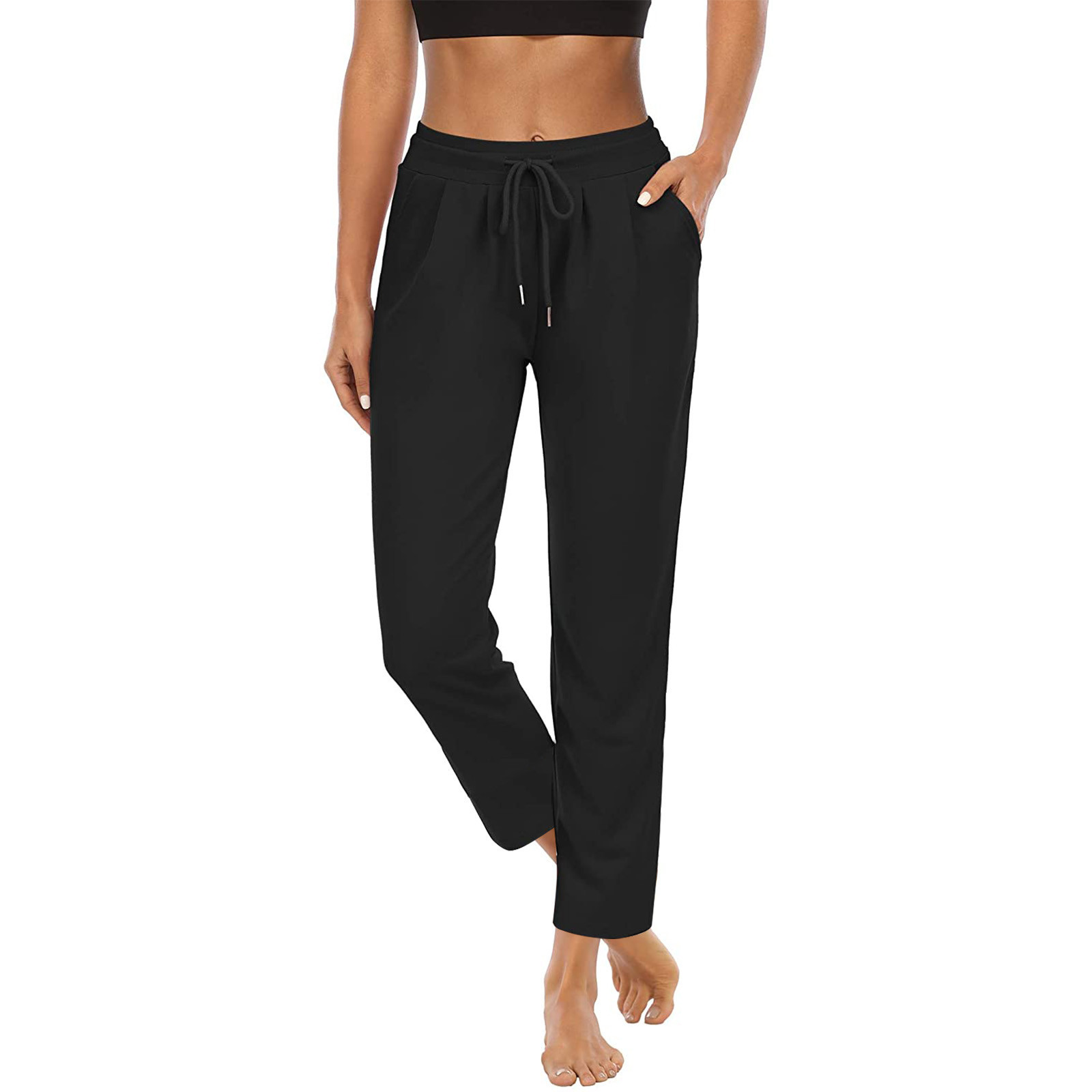 Women's Solid Color High-Waist Pocket Yoga Pants
