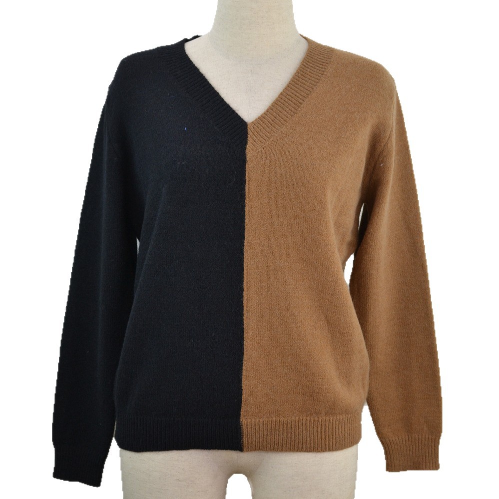 Striped Color-Block Crewneck Knit Sweater