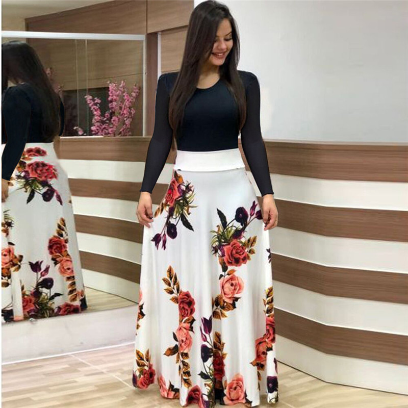 Floral Print Colorblock Short Sleeve Plus Size Dress