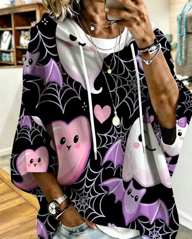 Women's Halloween Skull Pumpkin Print Casual Sweatshirt