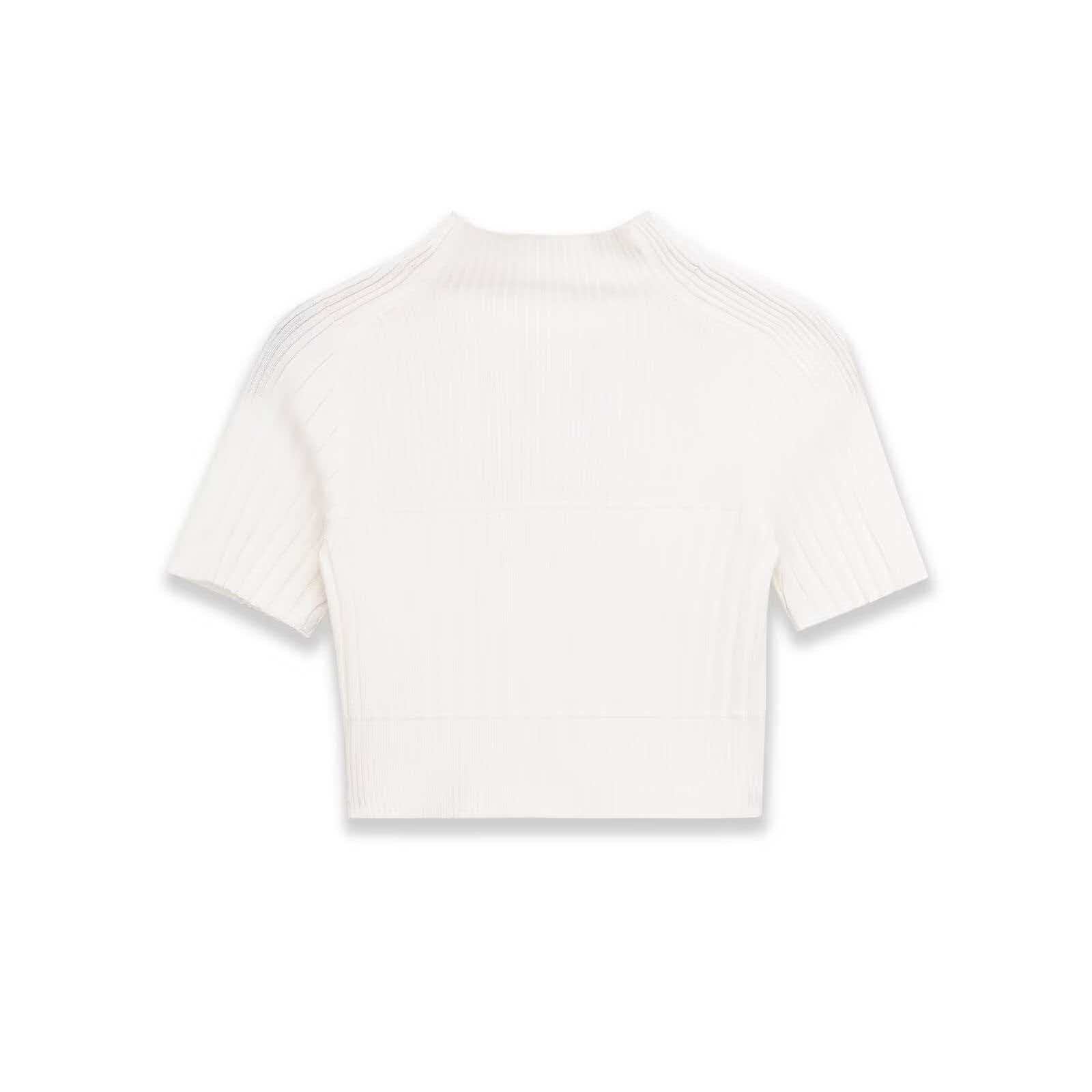 Women's Ribbed Knit Slim Fit Top Half Turtleneck Short Sleeve
