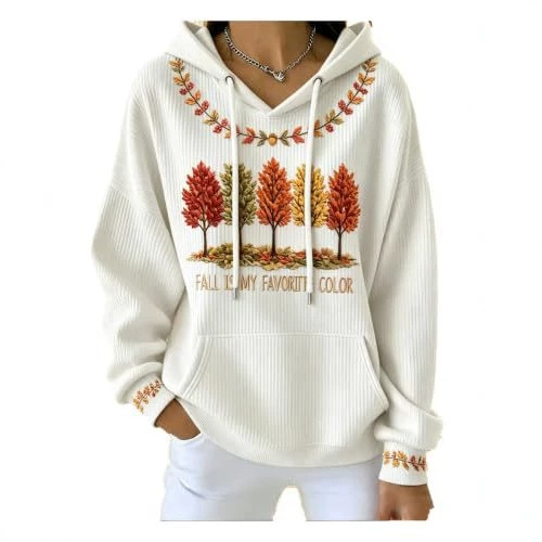 Women's Leaf Letter Print Casual Sweatshirt