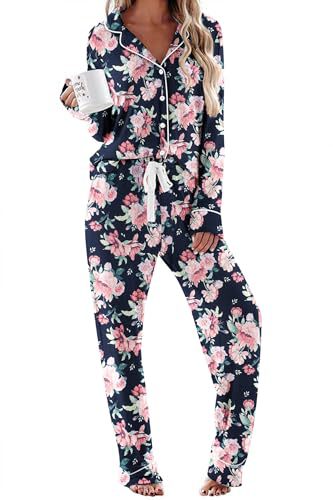 Women's Cuban Collar Star Floral Print Long Sleeve Shirt Set