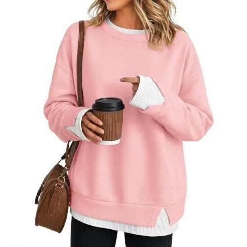 Women's Faux-Layer Loose Casual Long-Sleeve Sweatshirt