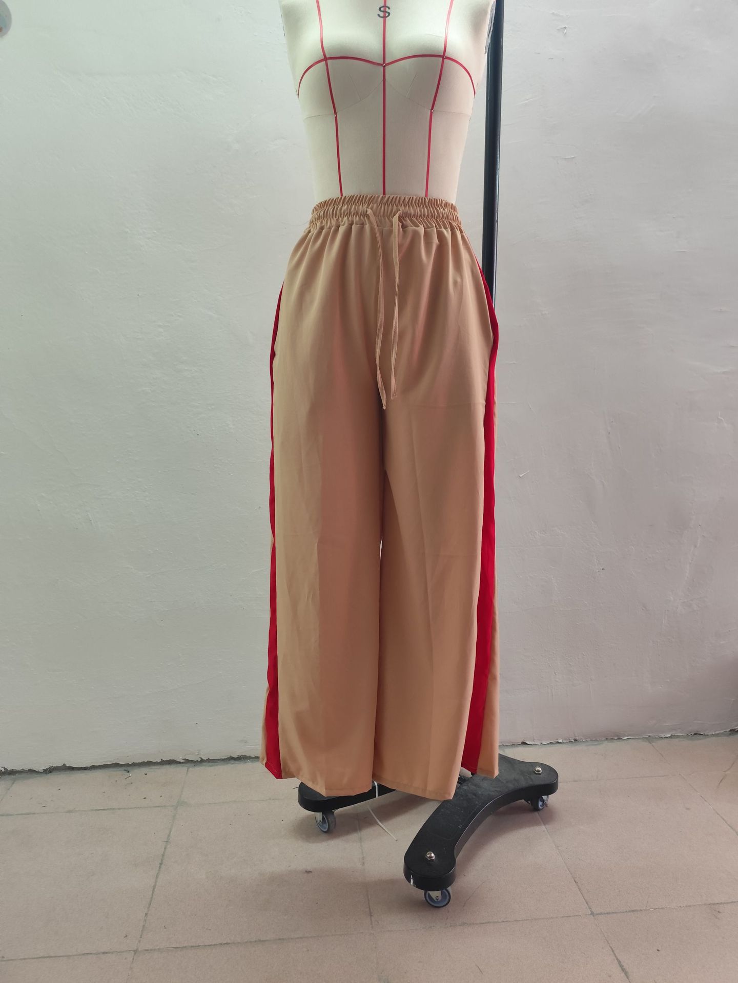 Leopard Print Patchwork Wide-Leg Casual Pants