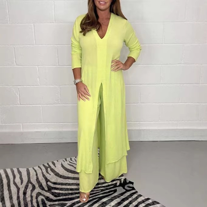 Women's Split Long Top and Pants Set