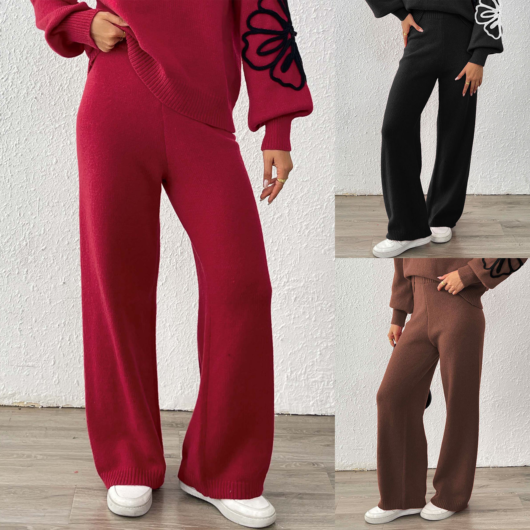 Women's High-Waist Straight Wide-Leg Pants