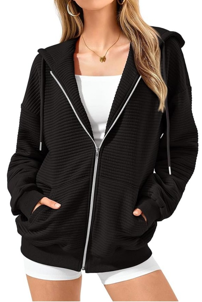 Long Sleeve Solid Color Zip-Up Hoodie with Pockets