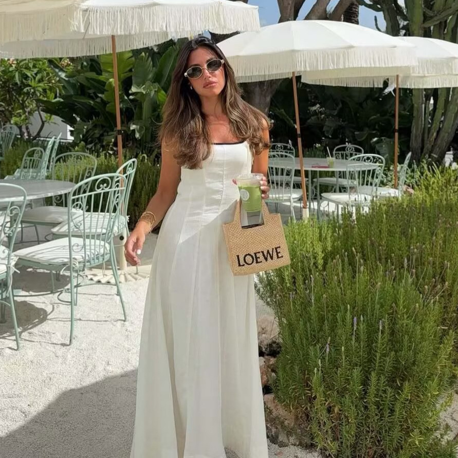Women's Color-Block Trim Midi Dress Sleeveless Lapel Collar Slim Fit