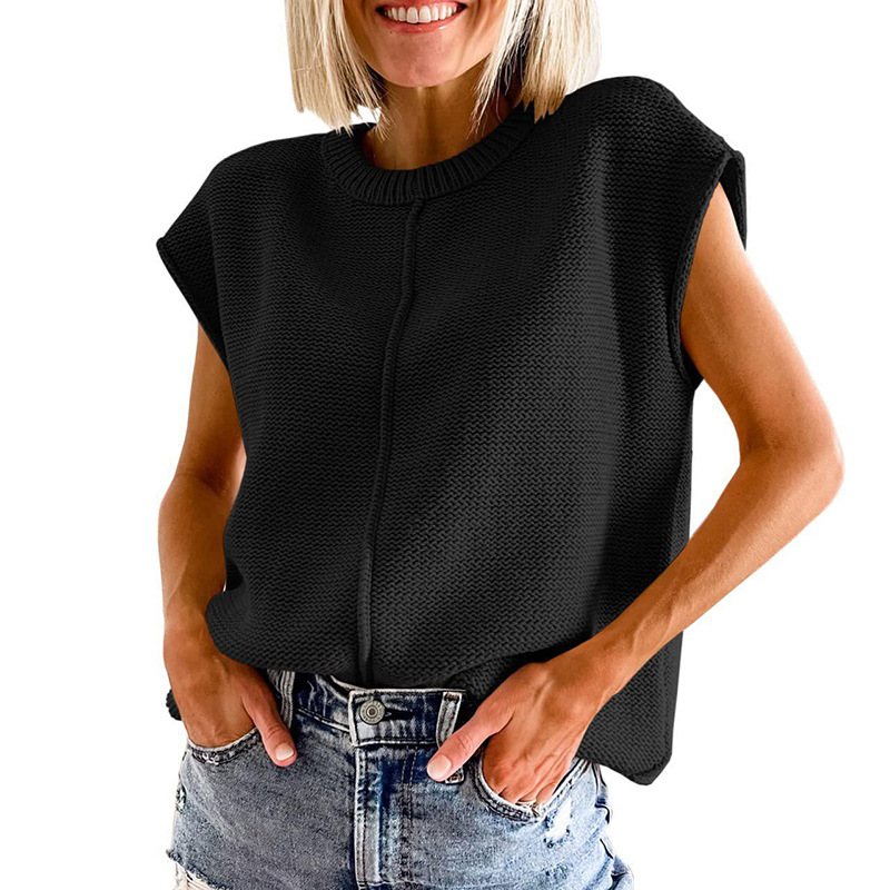 Women's Sleeveless Knit Vest Top Loose Casual Solid Color