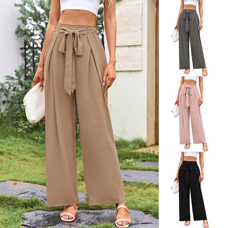 Women's High-Waist Wide-Leg Pants with Pockets