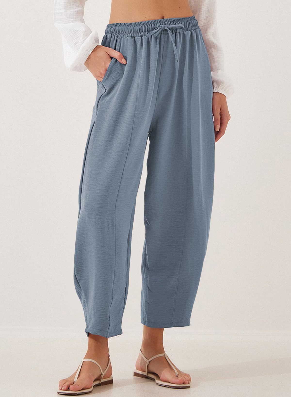 Pleated Mid-Rise Straight-Leg Cropped Pants