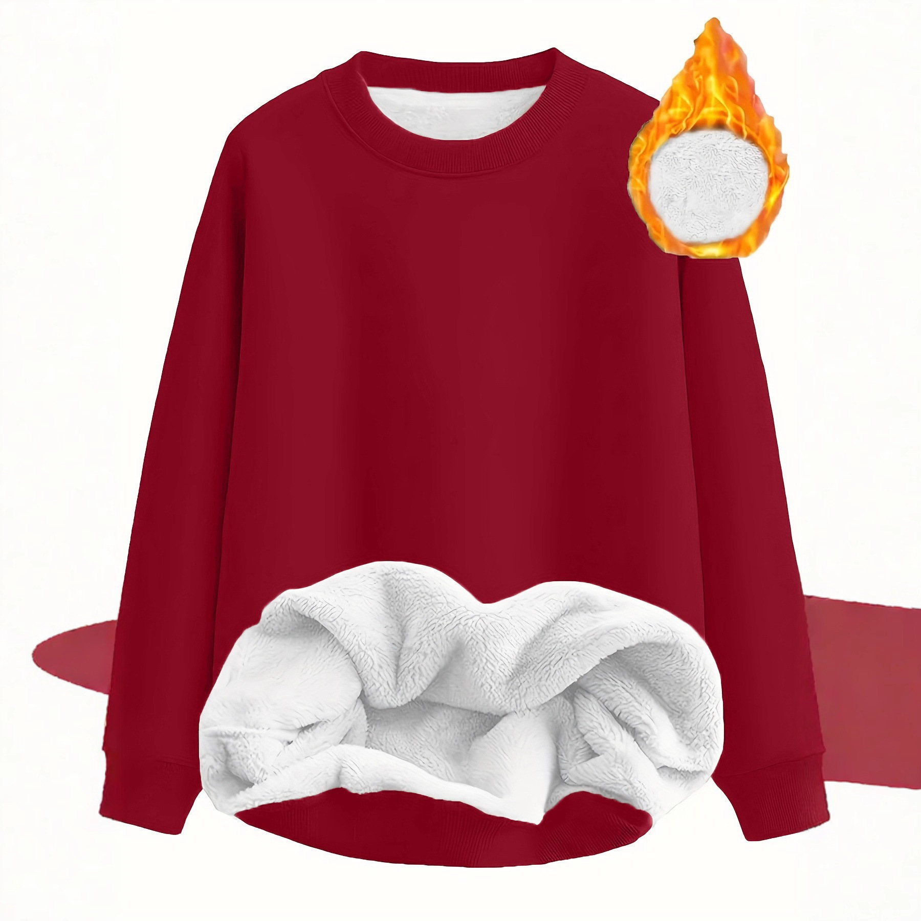 Women's Solid Color Long Sleeve Crewneck Pullover Sweatshirt