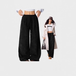 Women's High-Waist Drawstring Wide-Leg Pants Relaxed Drapey Casual
