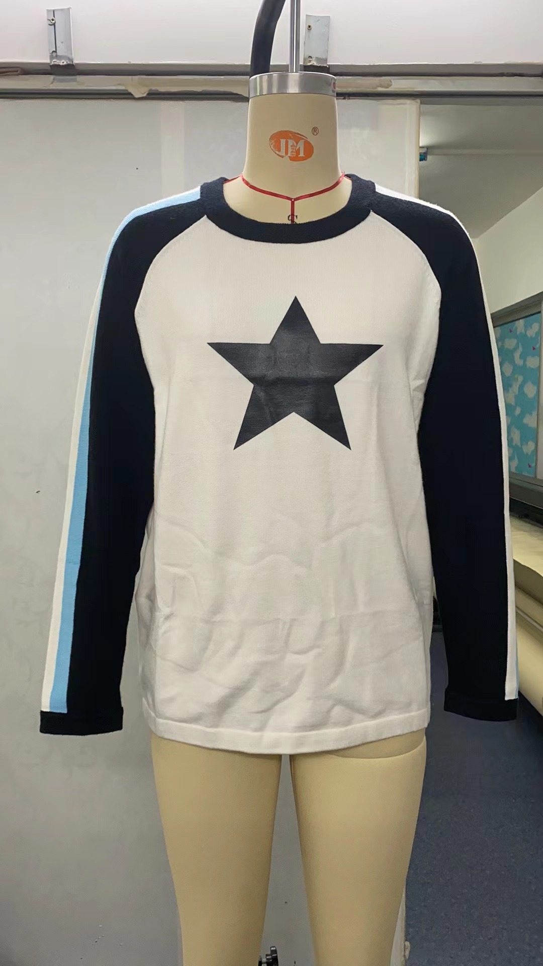 Women's Star Print Crewneck Long Sleeve Loose Knit Sweater