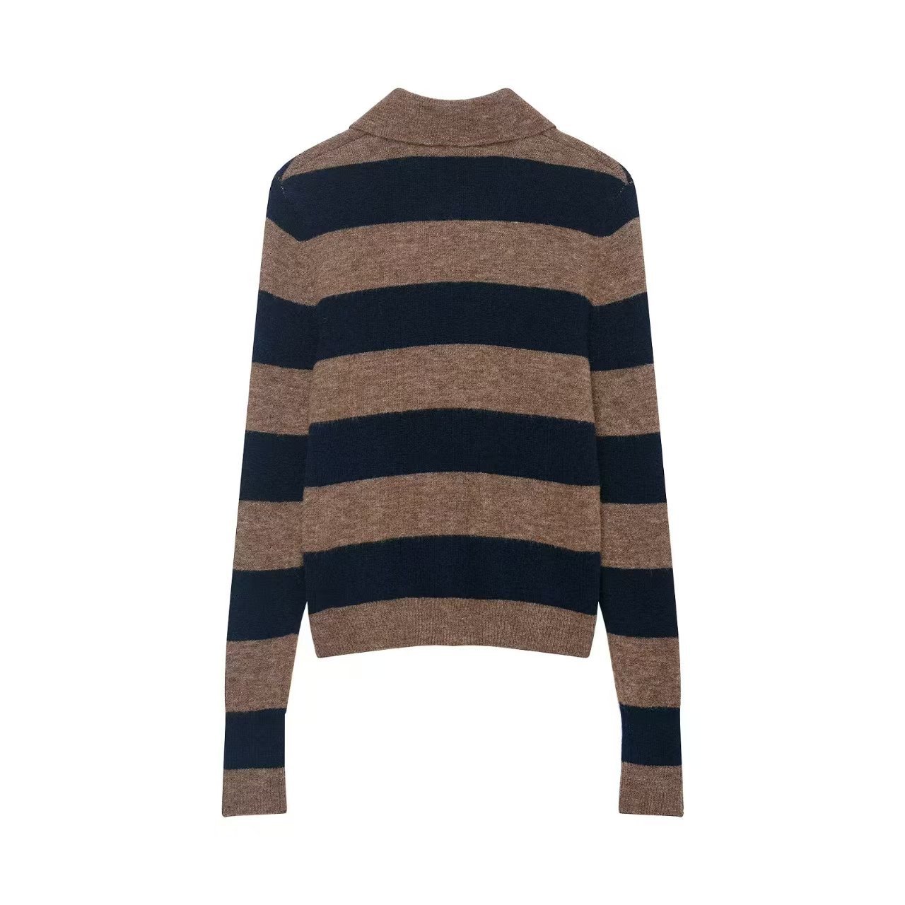 Retro Color-Block Striped Knit Cardigan Sweater