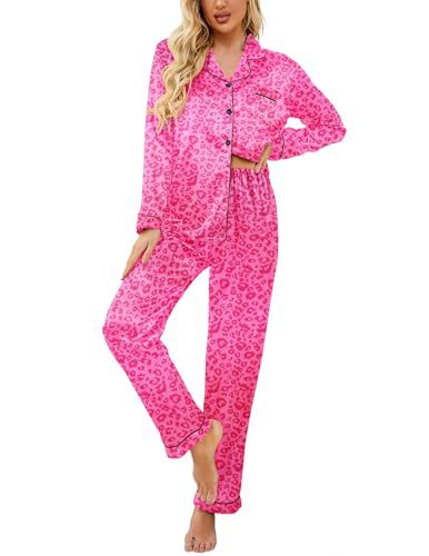 Women's Cuban Collar Leopard Print Long Sleeve Shirt Set