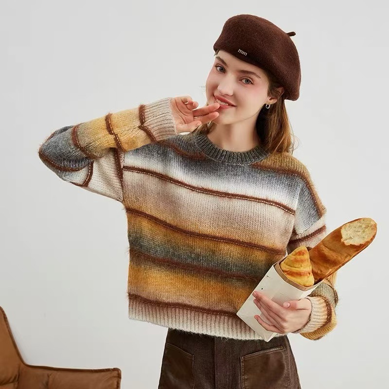 Trendy Color-Block Lazy Style Women's Sweater