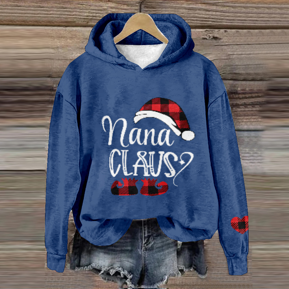 Women's Letter Snowman Christmas Reindeer Wine Glass Print Hoodie