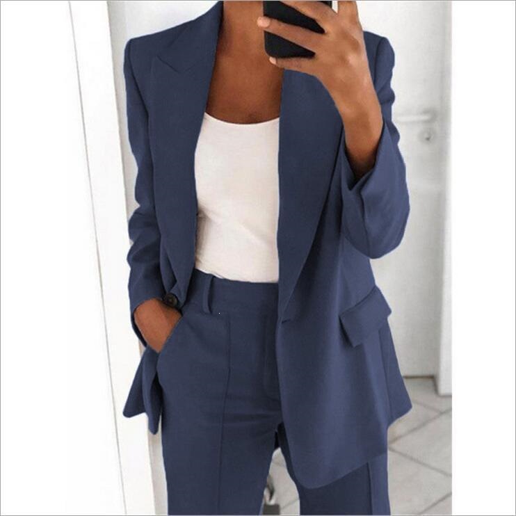 2026 New Cross-Border European & American Fall/Winter Women's Commuter Suit Set – Elegant Long-Sleeve Blazer and Pants Two-Piece Set for Women