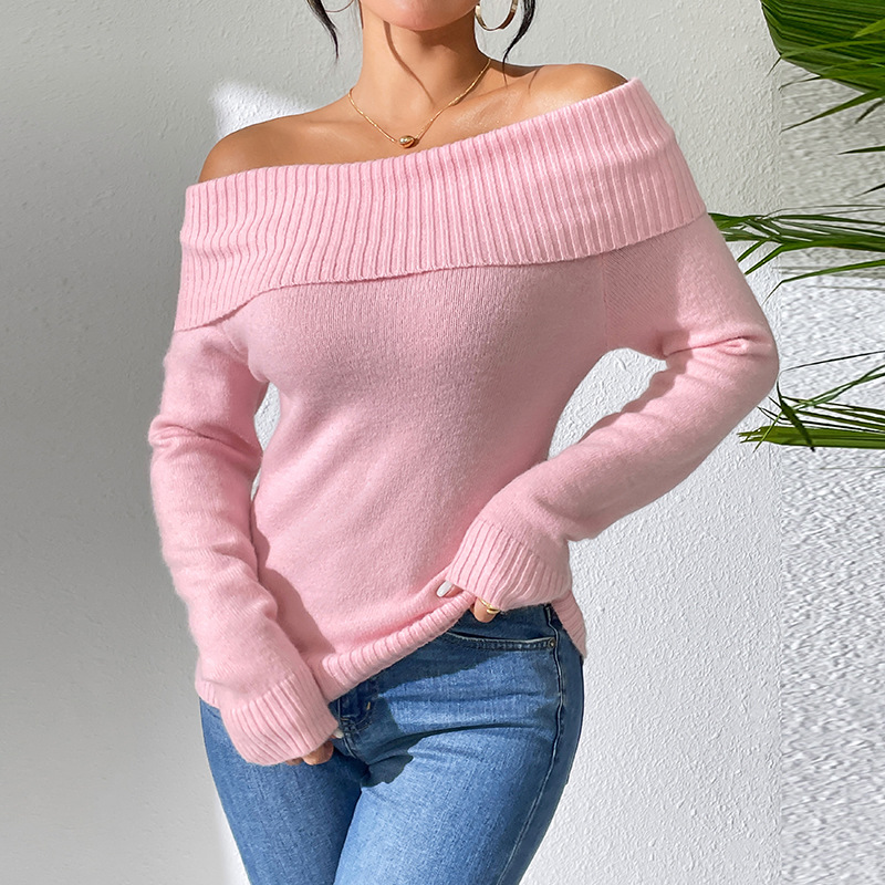 Women's Off-Shoulder Slim Fit Knit Sweater