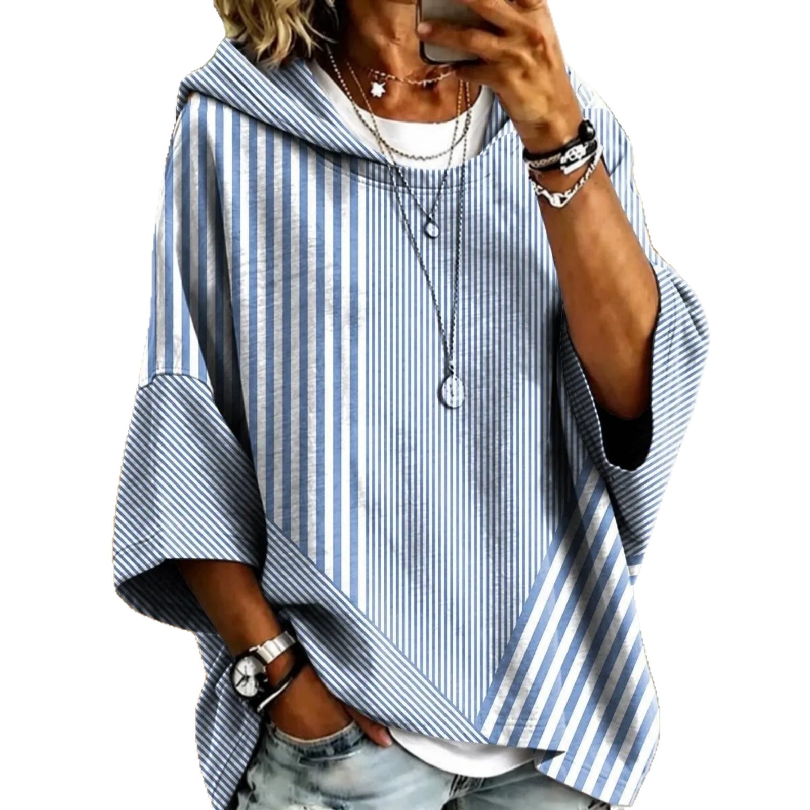 Women's Gradient Line Print Casual Hoodie
