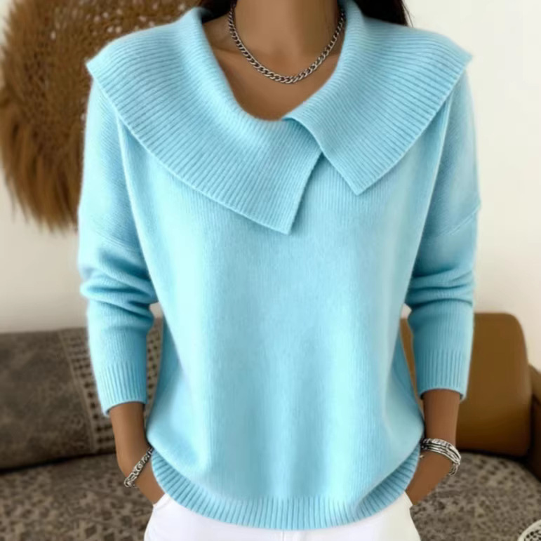 Korean Retro Collared Knit Sweater Slimming Pullover