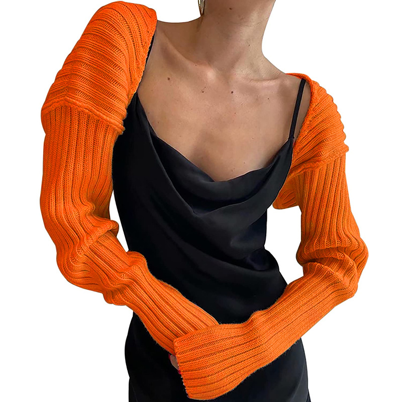 Sexy Solid Color Cropped Knit Cardigan Long Sleeve Sweater Jacket