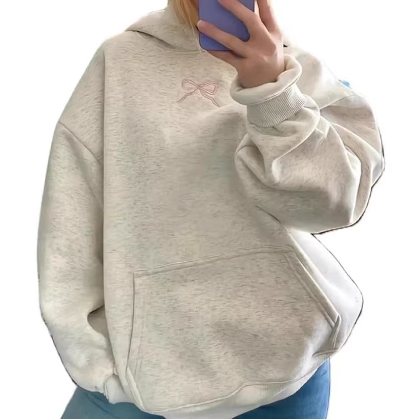 Women's Polka Dot Bow Print Casual Hoodie